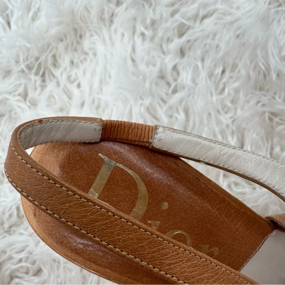 Vintage Christian Dior Tan and Pink Heels with Ribbon Bow - Picture 3 of 14
